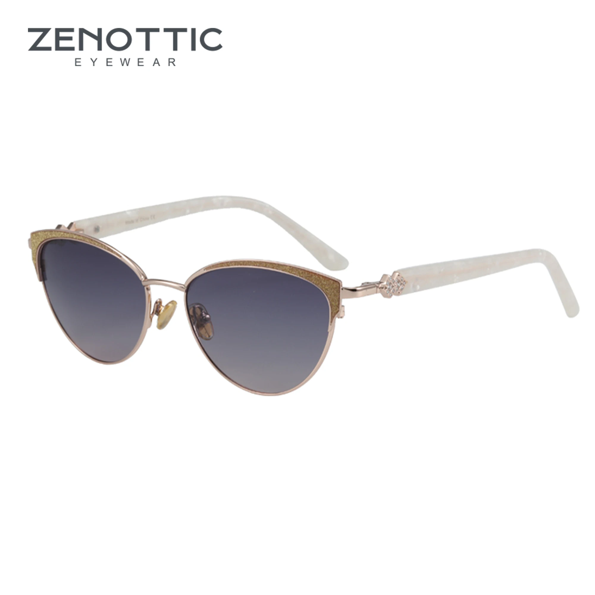 ZENOTTIC Design Metal&Acetate UV400 Protection Sunglasses Fashion Women Cat Eye Polarized Sun Glasses Female Shades