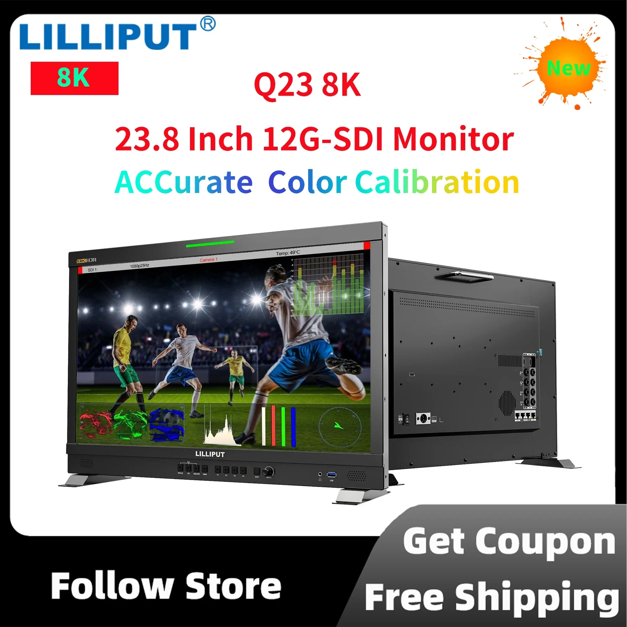 LILLIPUT Q23 8K 23.8 Inch 12G-SDI Signal 3840x2160 Production Portable Monitor Suppot Accurate Color Calibration