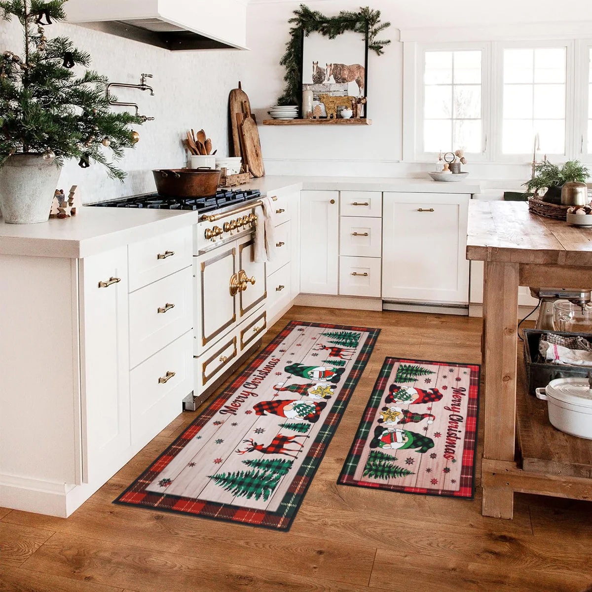 

2pcs Christmas Dwarf Entrance Doormat Home Decor Kitchen Hallway Balcony Rugs Bathroom Non-slip Mat Christmas Decorations 2025
