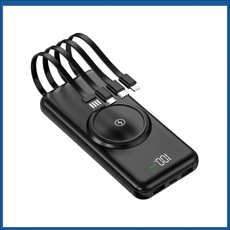 1.4V 20000mAh for IPhone for Android Phone Power Bank 4 in1 Built in Cables Intelligent Digital Display Light Portable