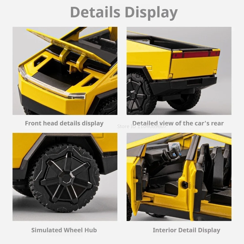 1:32 Pickup Modelli di auto in lega Diecast Toys con tirare indietro Musica leggera Veicoli in miniatura Porte aperte Auto per bambini Edutainment