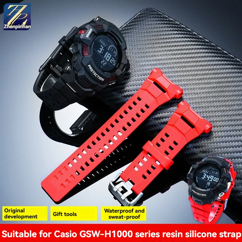 resin-rubber-strap-for-casio-gsw-h1000-gsw-h1000-1a-series-black-red-watch-band-waterproof-sports-silicone-bracelet-wristband