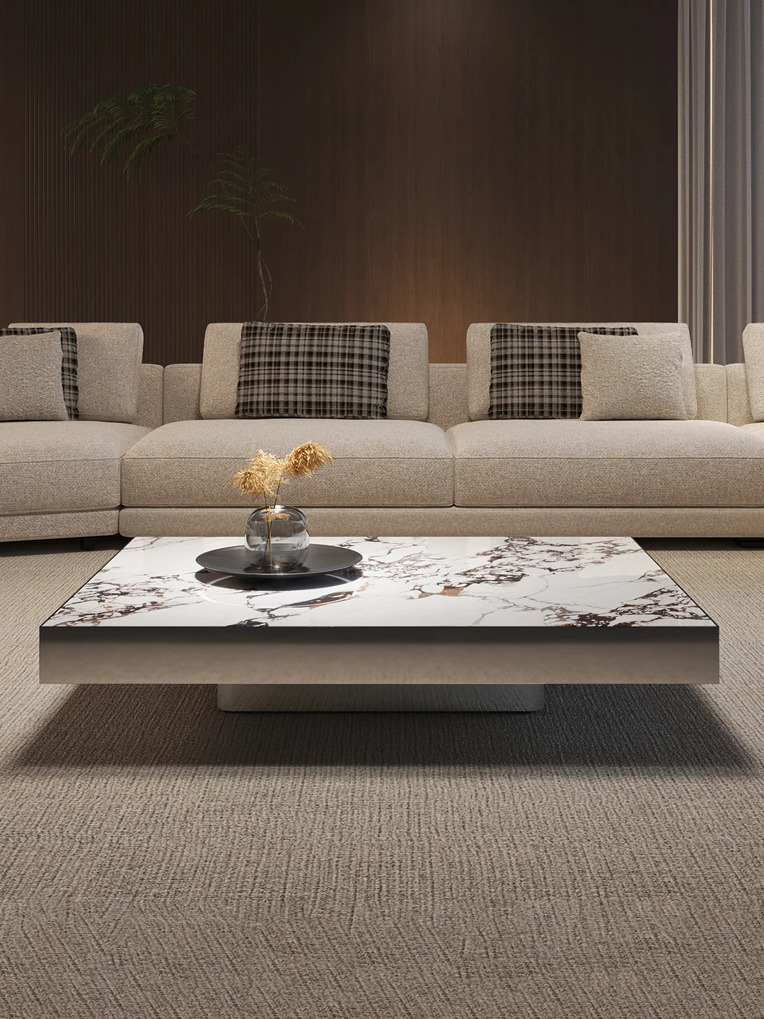 Natural marble coffee table minimalist square coffee table rock tea table