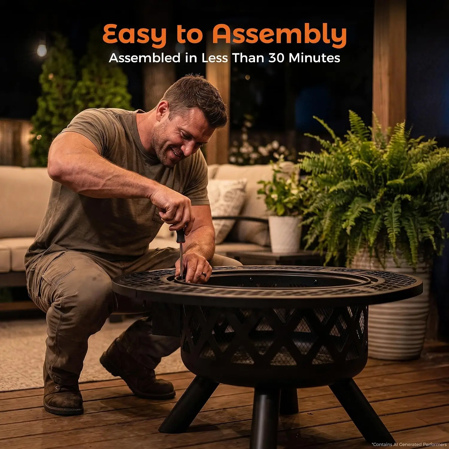 32 Inch Outdoor Fire Pits for Outside Wood Burning Fire Pit for Outdoor