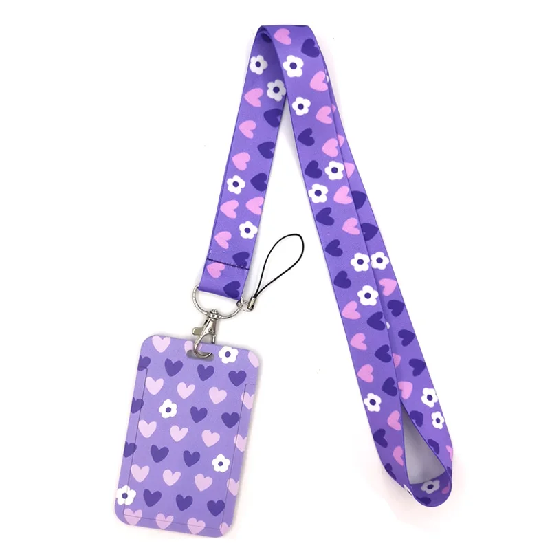 

Purple Heart Love Lanyard Keys Phone Holder Funny Neck Strap With Keyring ID Card DIY Animal webbings ribbons Hang Rope Gifts