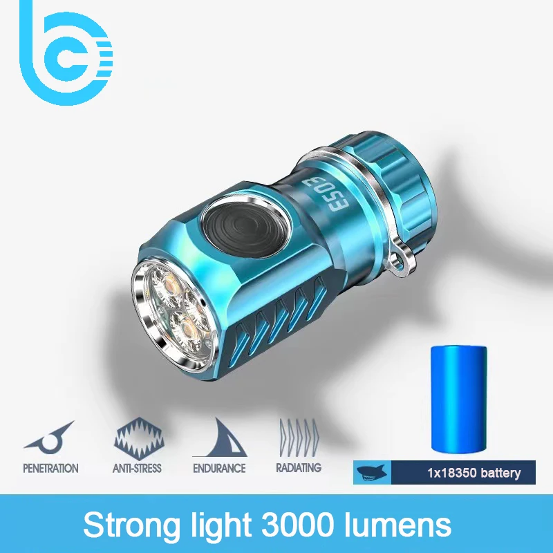 Linterna LED potente ES03 3 * SST20 3000LM recargable por USB 18350, linterna superbrillante de 6 modos para montañismo, carrera nocturna