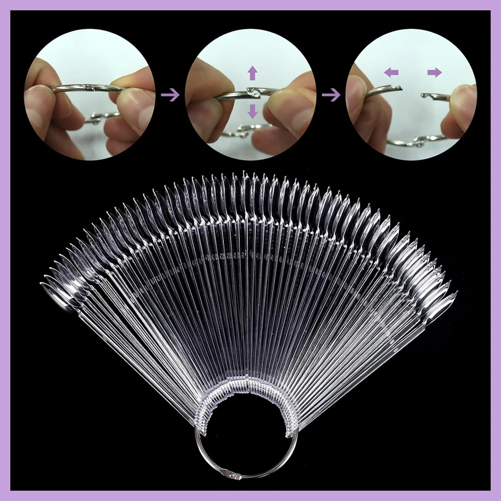 50 pièces/ensemble ovale couleur amande carte ongles affichage bâtons 15cm clair/naturel acrylique ventilateur échantillon ongles Gel affichage pour outil de Salon de manucure