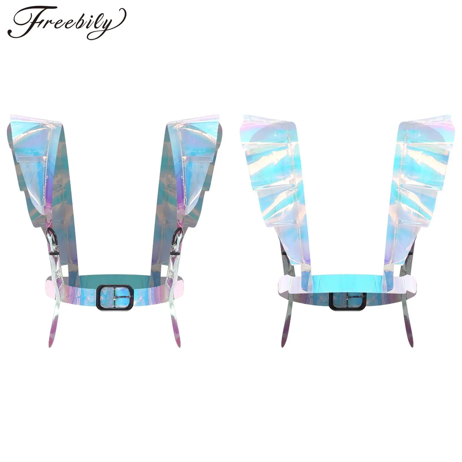 

Женские праздничные костюмы, аксессуары, ремень с рюшами, голографический ремень из ПВХ с переливающимися плечами для клуба, нарядное платье для вечеринки