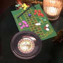 Roulette Game Set with 100 Chips and Table Mat for Family Travel Night Game