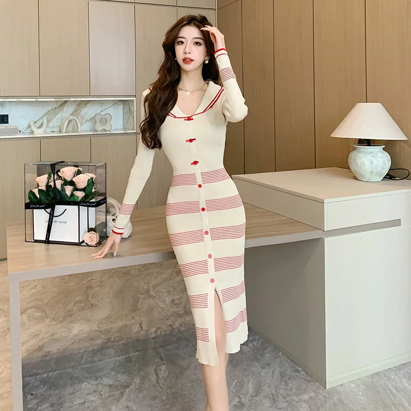 

Knee Length Cardigan For Woman Sweaters Jumpers Women Bohemian Waffle Workplace Wild Cloth Drape Fancy Fitted Spliced Closured