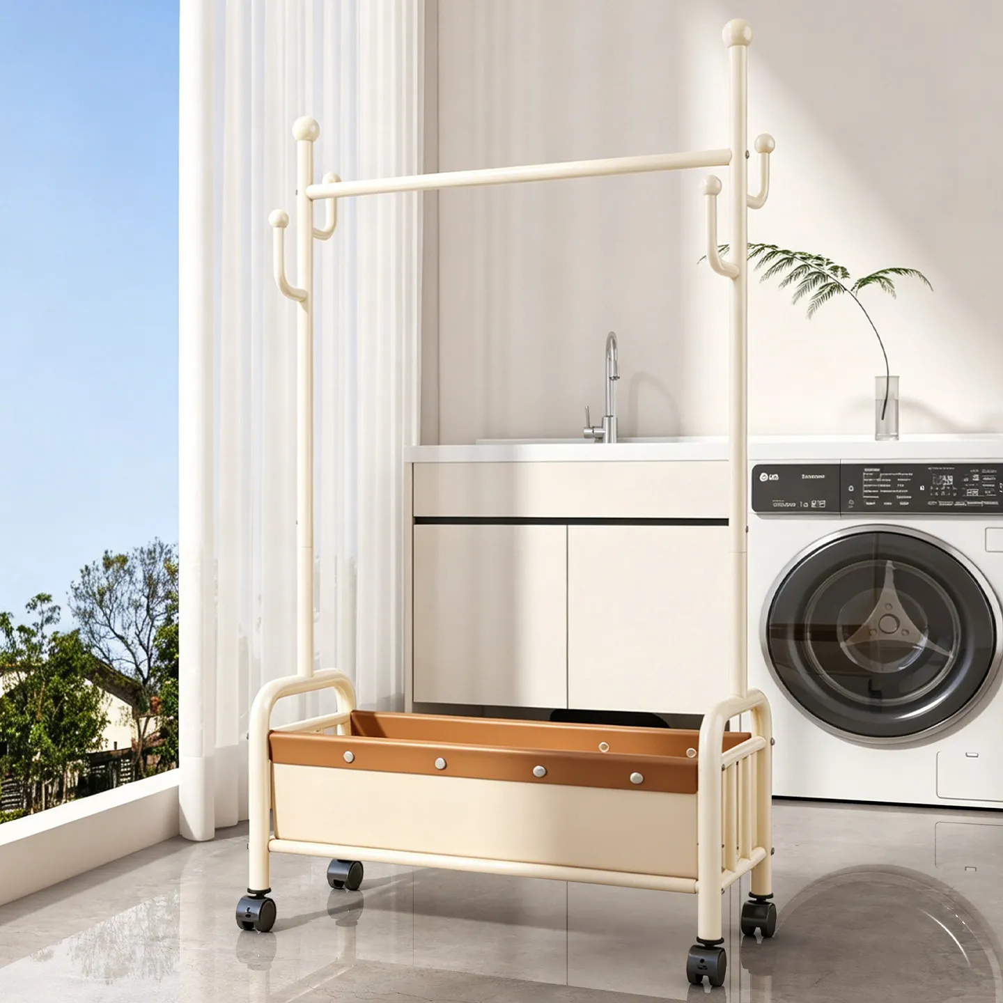 nouveau-2026-sechoir-a-linge-autoportant-simple-pour-chambre-a-coucher-utilisation-domestique-en-acier-au-carbone-avec-pateres-organisateur-de-rangement-de-style-nordique