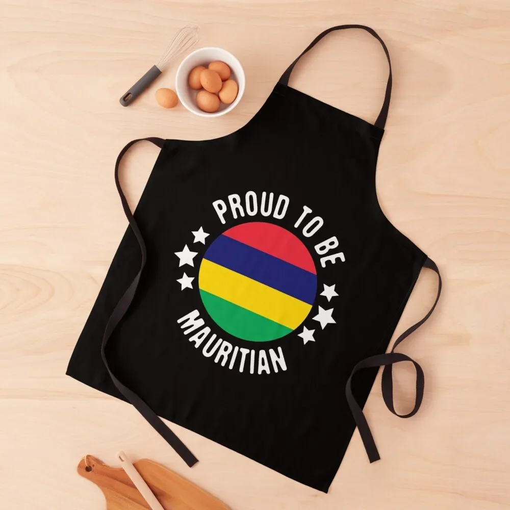 Proud To Be Mauritian Flag Typography Design Apron For Man Kitchen accessories barber men Apron