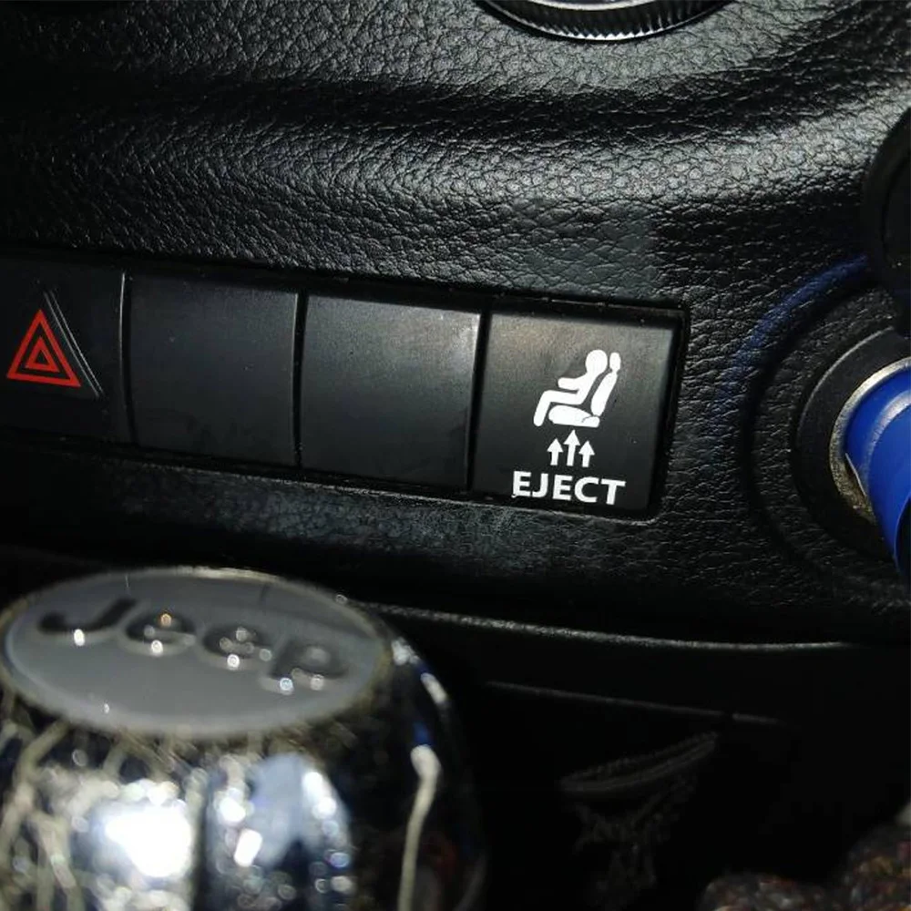 2pcs Fake Eject Button Waterproof Vinyl Stickers Funny Decals For Car Interior Decor Auto Styling Accessories