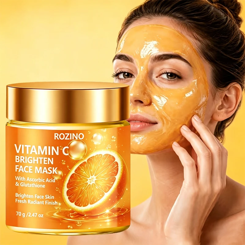 Rozino Vitamin C Moisturizing Mask, Formulated with a Selected Vitamin C Moisturizing Complex, the Texture Is Smooth and Soft Without Being Sticky, Instantly Hydrates the Skin Upon Application, Creating a Hydrating Atmosphere, Suitable for All Skin Types, Providing an Immersive Facial Hydration and Luxury Care Experience