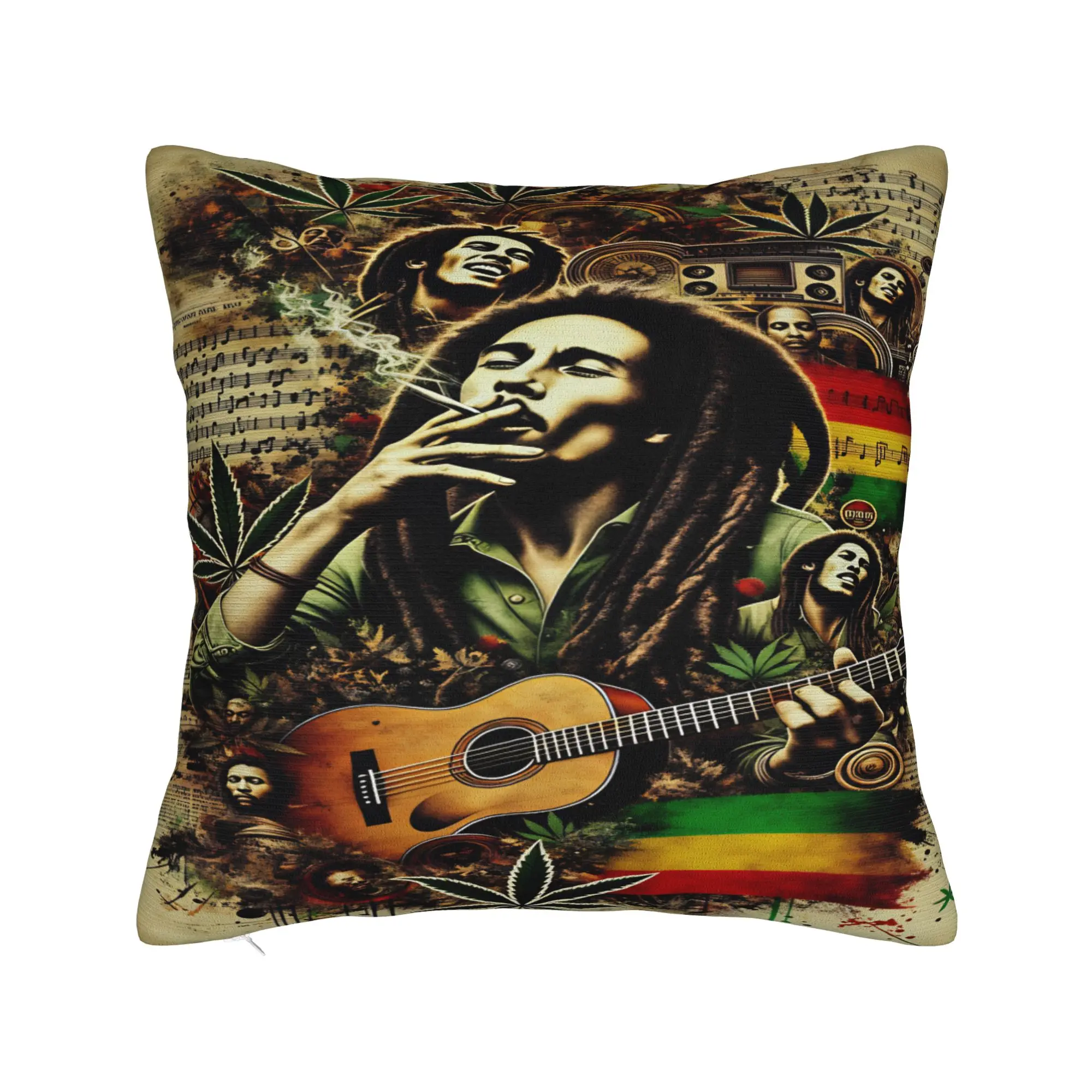 B-Bob M-Marley Singer Pillow Case  Soft Pillow Cover Vintage Cushion Cover For Sofa Home Decor