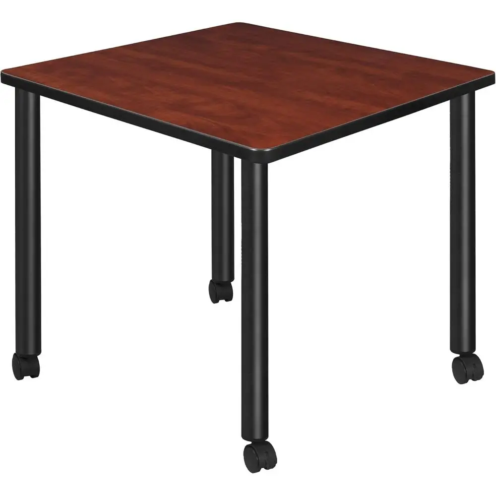 

30 Inch Square Cherry Top Breakroom Table with Black Mobile Legs