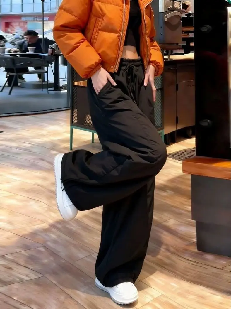 

Женские зимние свободные брюки больших размеров с цветочным принтом, теплые, ветрозащитные, с высокой талией, из хлопка, в корейском стиле, для повседневной носки