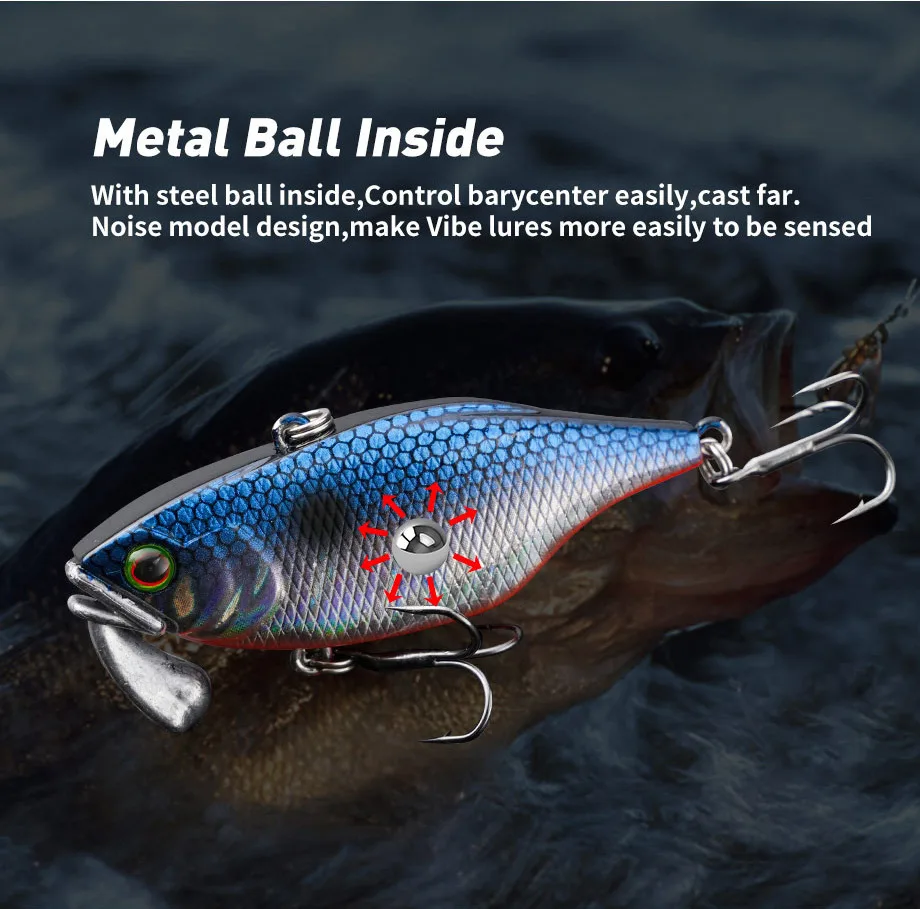 Sinkender VIB Fischköder 60mm 18g Jigkopf Vibrationsköder Weitwurf-Wobbler Schwimmköder Angelköder für Forelle Hecht Hundehaifisch – Detail 10
