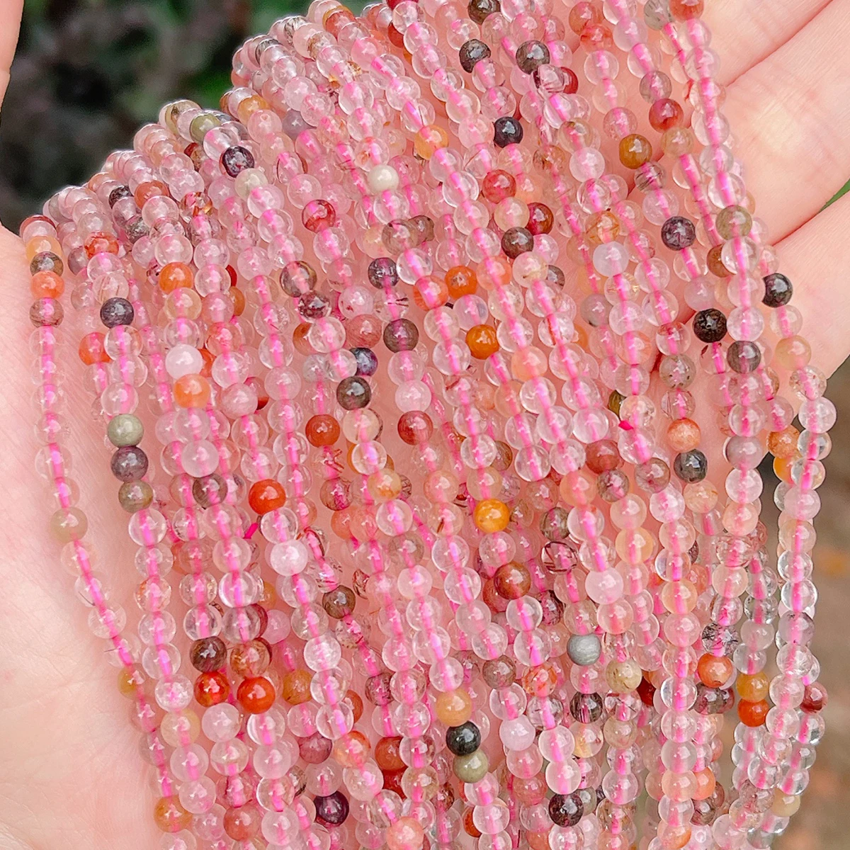 2A Natural Stone Mixed Rutilated Quartz Bead Round Loose Spacer Bead for Jewelry Making DIY Necklace Bracelet Accessory - Image 5