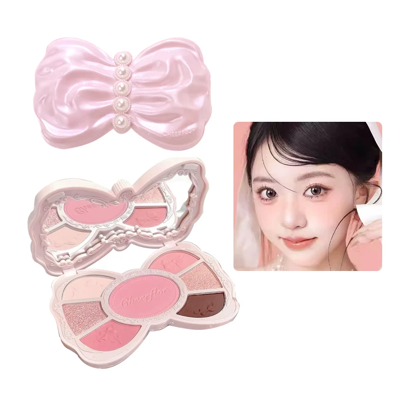 

Палетка теней для век Cheerflor Bow: матовые и глиттерные оттенки, универсальная, многофункциональная, в землистых тонах, корейский стиль, для ежедневного макияжа, 9 г