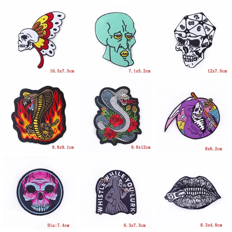 Parche bordado termoadhesivo calavera – Punk para chaquetas y jeans - imagen 5