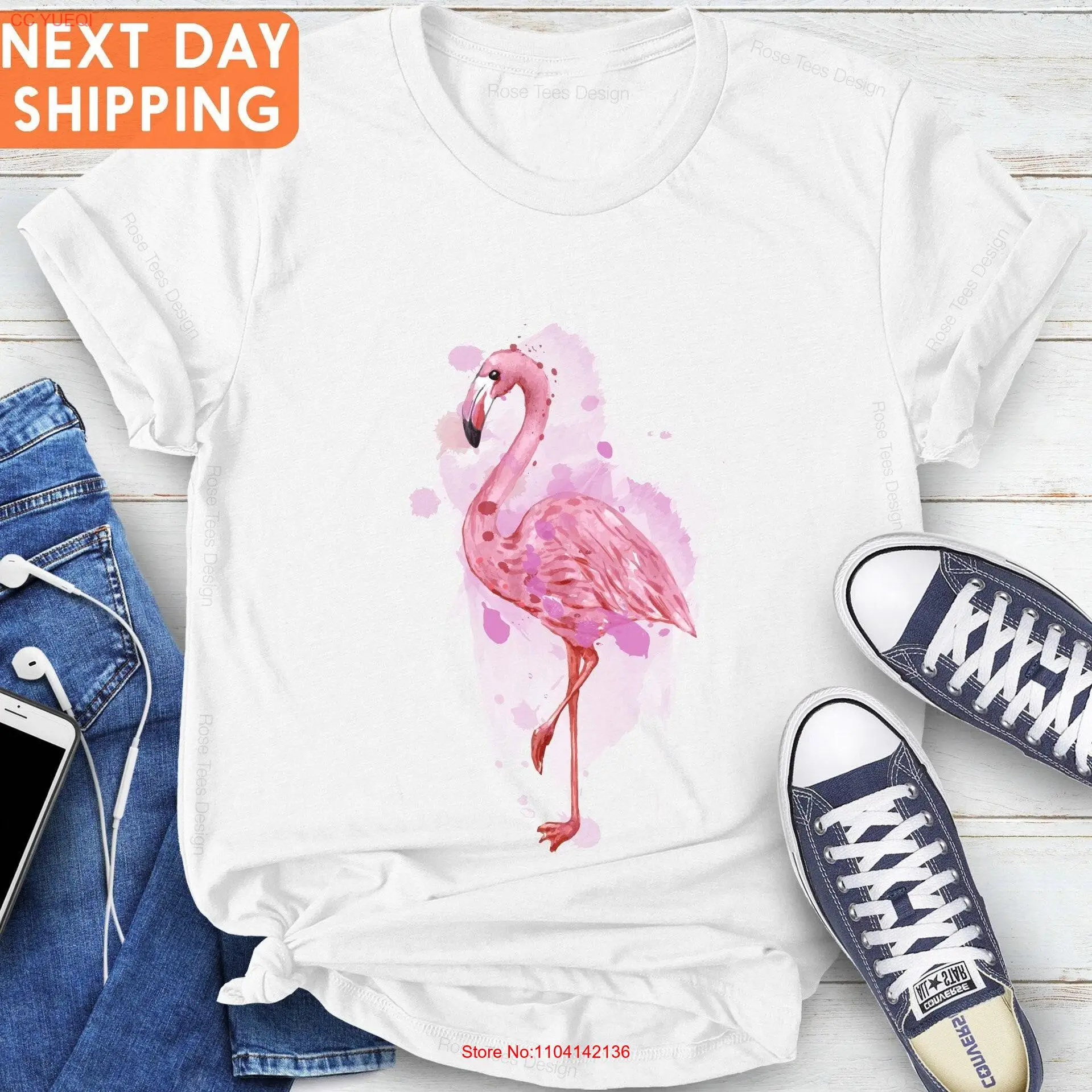 Camiseta Flaming de acuarela Flamenco para mujer para amantes de las mujeres de manga larga o corta