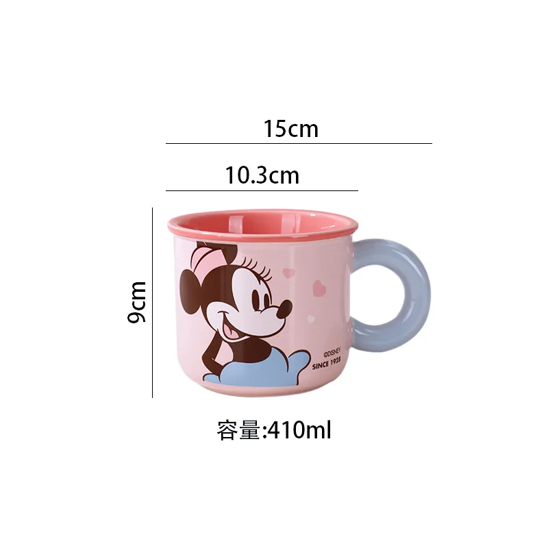 Kawaii Mickey Mug MINISO Anime Minnie Donald Lovely Children Ceramics Coffee Cup Student Cartoon z uchwytem Milk Cup 2024 Nowość