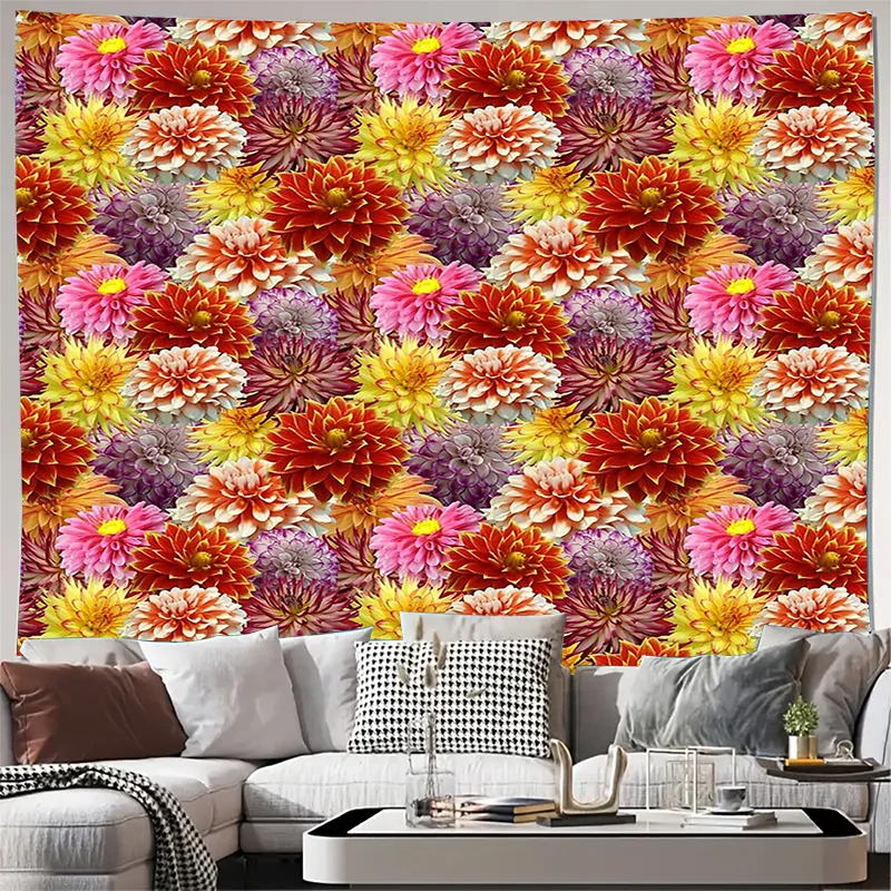 

Цветочный гобелен, настенный гобелен с ботаническим цветком, Настенный декор, естетический декор комнаты, винтажный цветочный гобелен, богемное настенное искусство B