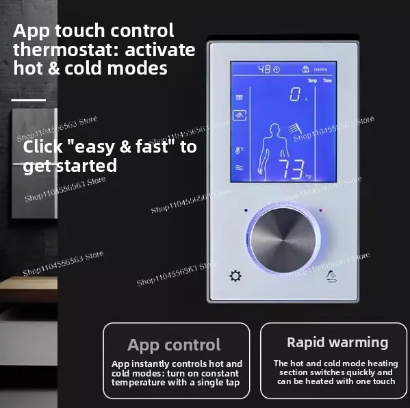WiFi Smart Shower Control Panel with Touch Thermostat, Digital Temperature Controller for Bathroom System, Multi-Function