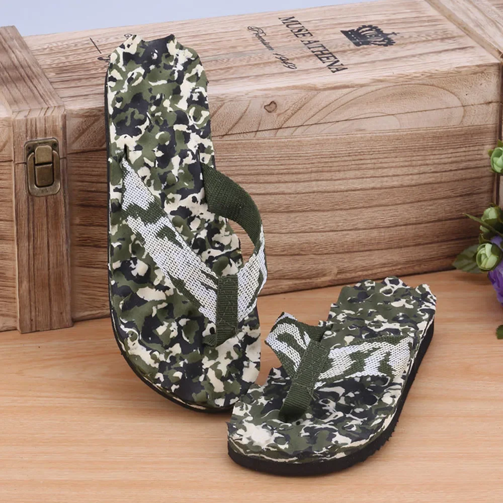 Men Women Camouflage Flip Flops Couple Slippers Shoes Sandals Slipper Indooroutdoor Casual Ladies Non-Slip Beach Shoes Sandales