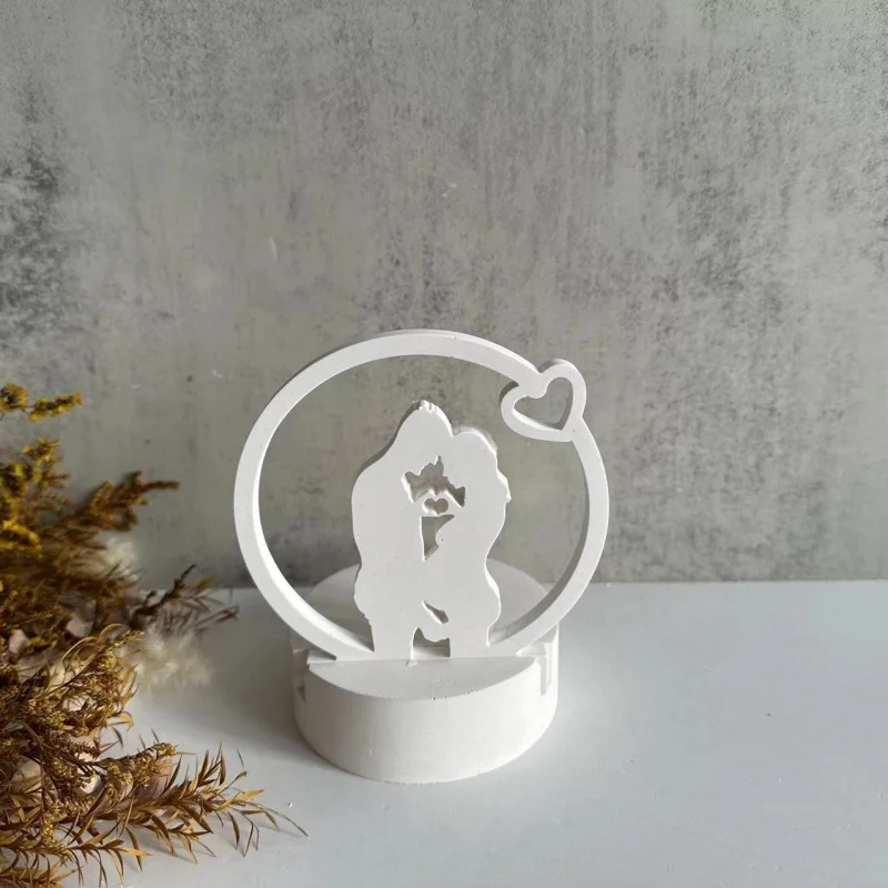 Couple Family Decoration Silicone Mold Mother and Child Plug-in Candlestick Aromatherapy Gypsum Mold