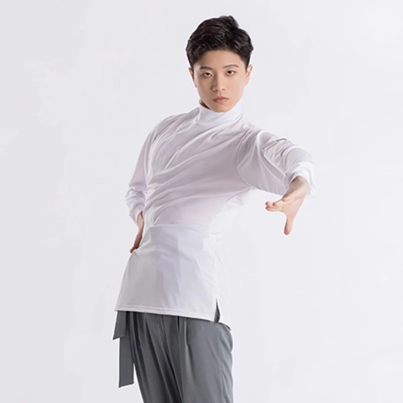 ملابس علوية للرجال للرقص اللاتيني باللون الأسود بأكمام طويلة ملابس راقصة تشا تشا رومبا ملابس تدريب لاتينية للرجال VDL1871