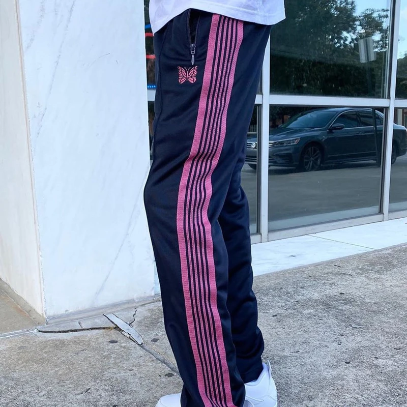 

2024ss New Black Motion Casual Trousers Men Woman High Quality Logo Embroidery Side Edge Weaving Straight Leg Pants