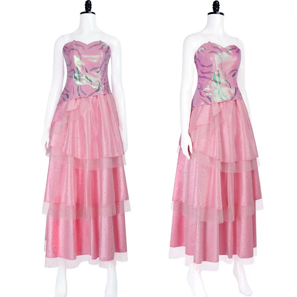 

Movie Glinda Cosplay Wicked Costume Sequin Dress Woman Halloween Carnival Cosplay Glinda Outfits
