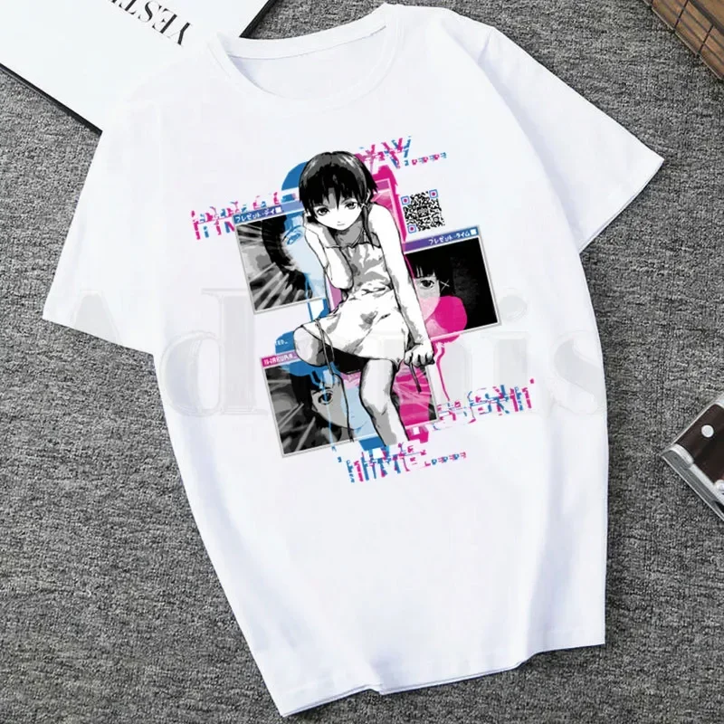 

Высокое качество, серийные эксперименты, Lain Japan, аниме, женские топы с короткими рукавами, футболки в стиле Харадзюку, винтажные футболки, мужская футболка