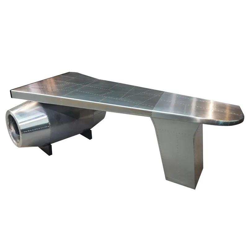 Airplane Wing Desk Table Aluminium Rivets Cover Aviation Spitfire Vintage Industrial Office Desk