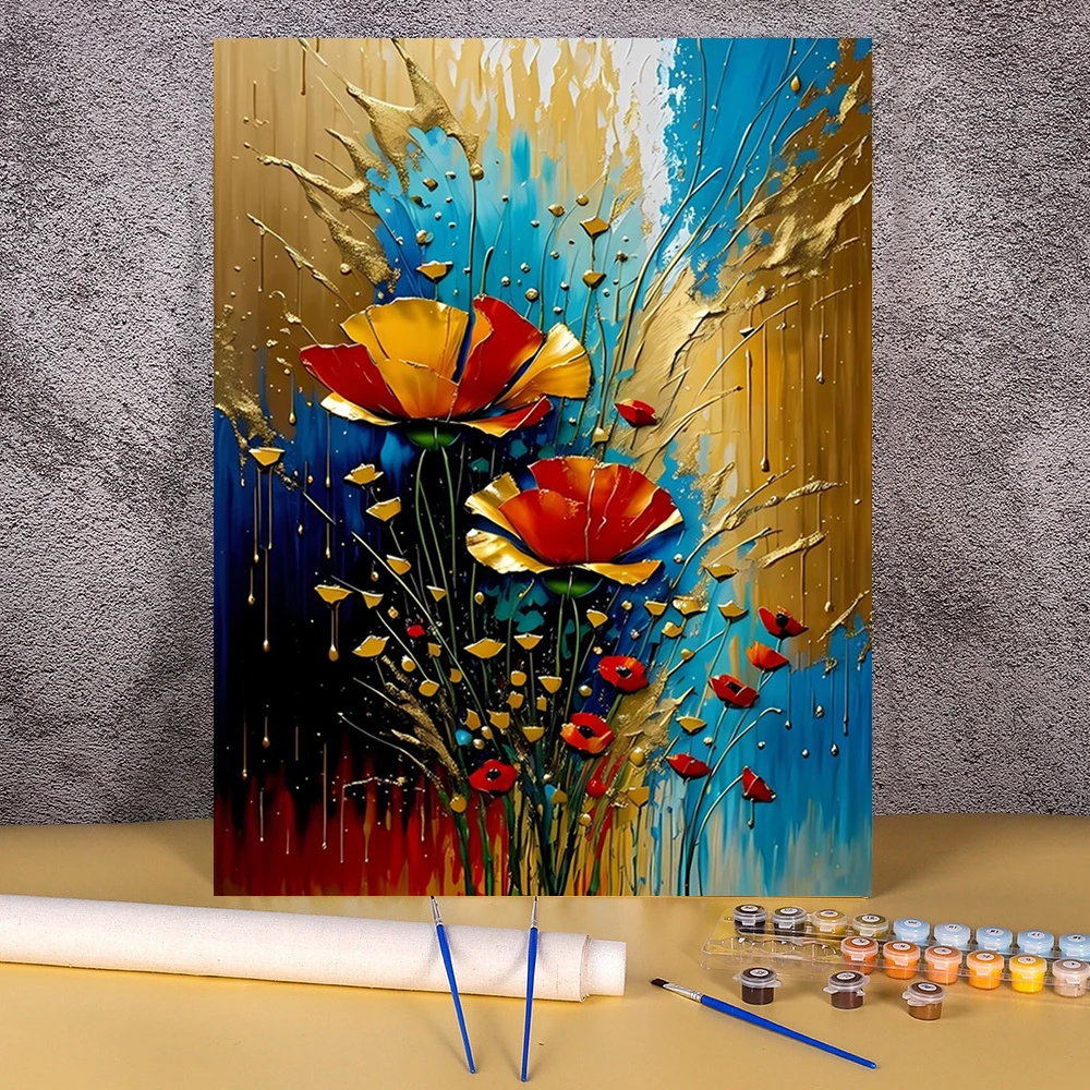 

Unframe Abstract Flowers DIY Painting By Numbers Colorful Floral Canvas Drawing Acrylic Paint HandPainted Gift Home Decor Art