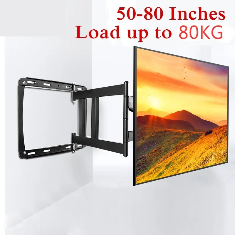 Top Full Motion TV Wall Mounting Bracket Suitable For Oversized 32-80 Inch LED LCD Screens Load Up To 80kg VESA 600*400mm