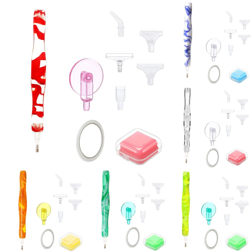Diamante Arte Pintura Kits Caneta, Broca Canetas Acessórios Ferramentas, Metal Latão Dicas, Rolo de Fita, Cera Argila Lama, Multi Placer Cristal, DIY, 5D