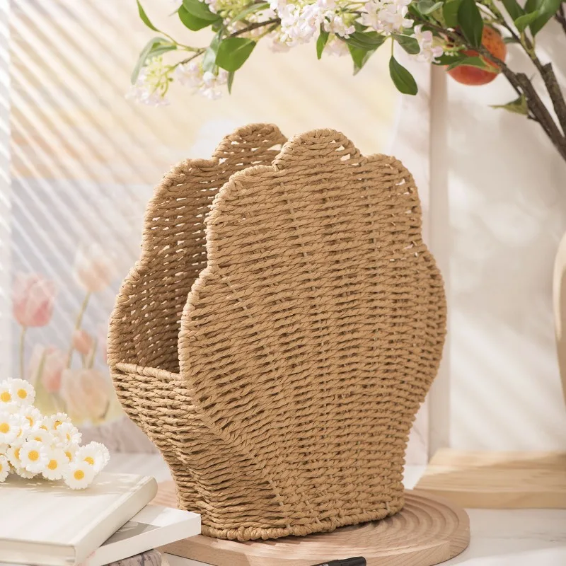 

Ручная плетеная веревочная корзина для хранения, декоративный настольный органайзер в форме ракушки для ювелирных изделий, офисных принадлежностей, креативный ящик для хранения волокна