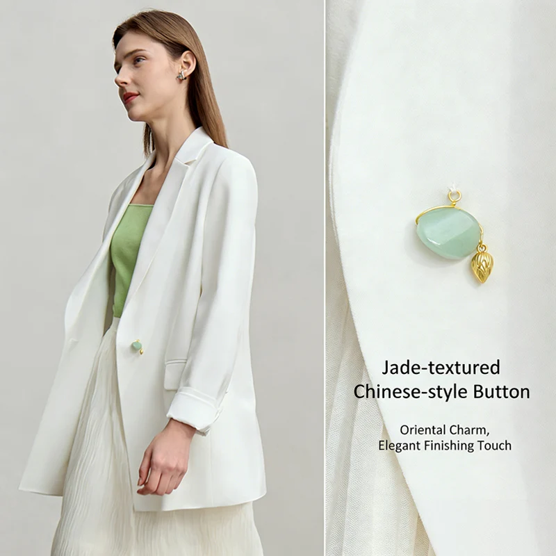 เสื้อแจ็คเก็ตผู้หญิง Amii รุ่นใหม่ประจำฤดูใบไม้ผลิ 2026 แบบสวมใส่สบาย มีกระดุม บ่าเสริม ทรงหลวม ผ้ากันยับ ความยาวปานกลาง รุ่น 12611021