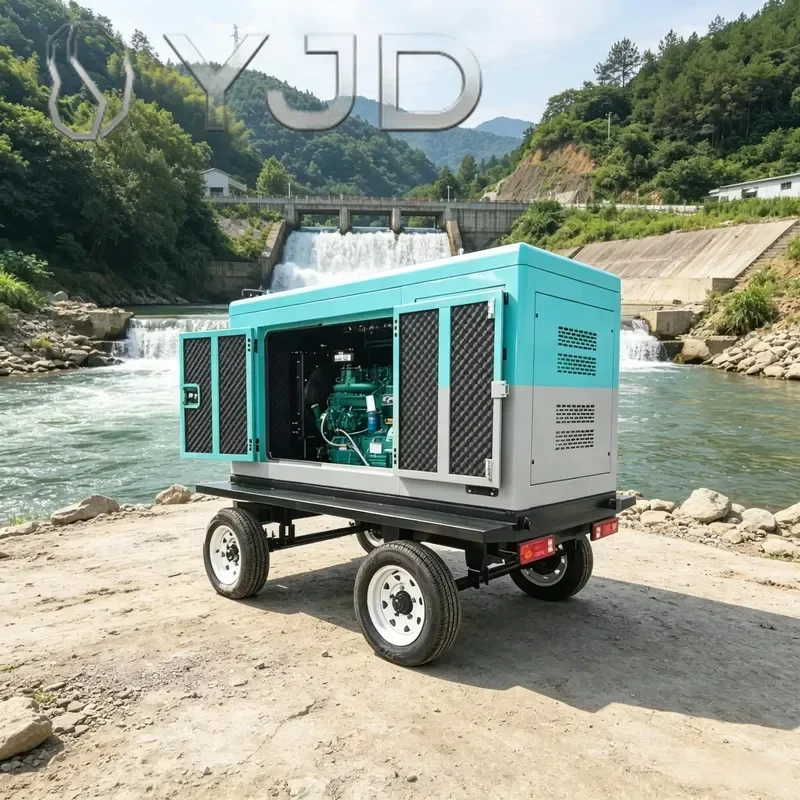 Trailer Mounted Diesel Generator Set 20-100kW 25kVA 125kVA Water Cooled Silent Mobile Genset 220V/380V/480V 50Hz ATS