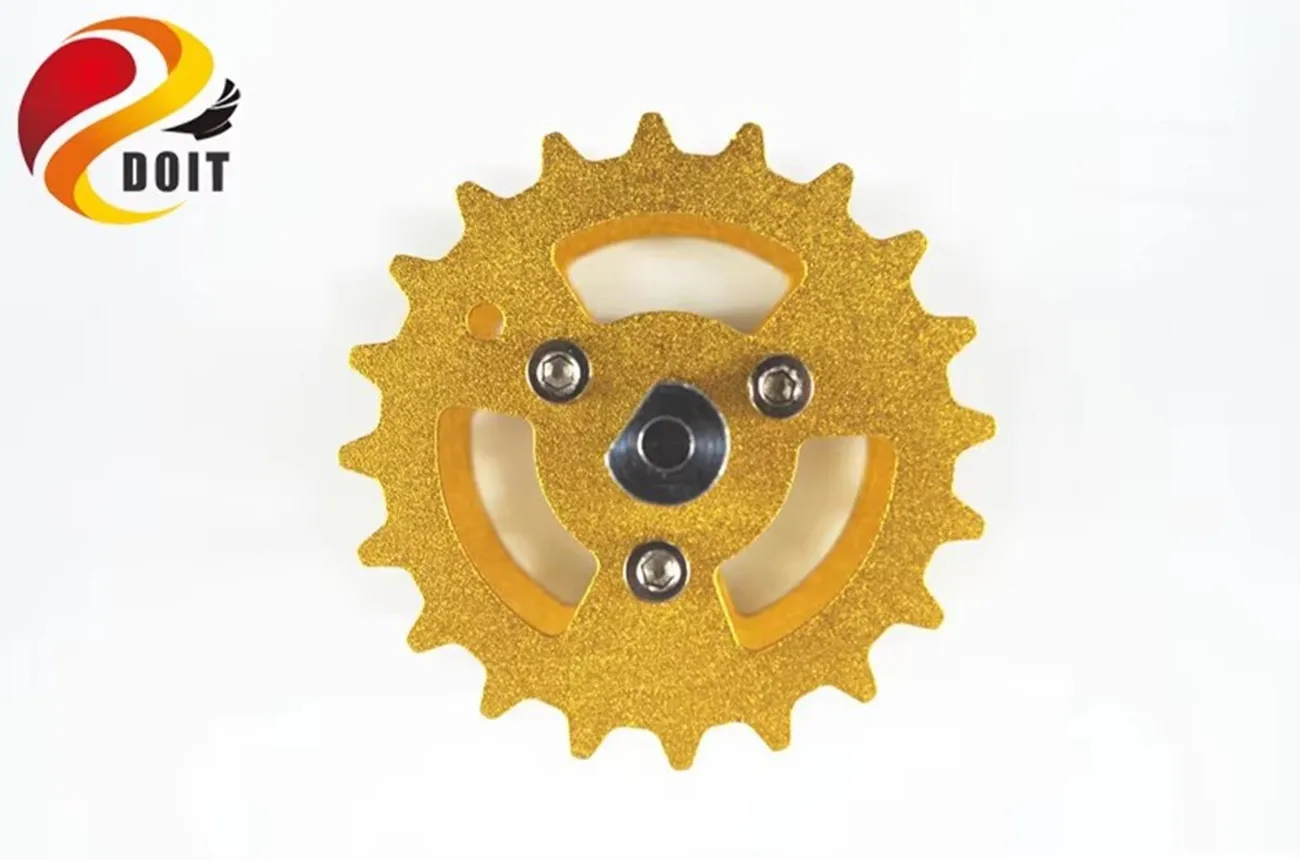 金属ゴールデンイエローのキャタピラ駆動輪アルミ合金ホイールローラータンク駆動タイヤタイヤクローラキャタピラシャーシ