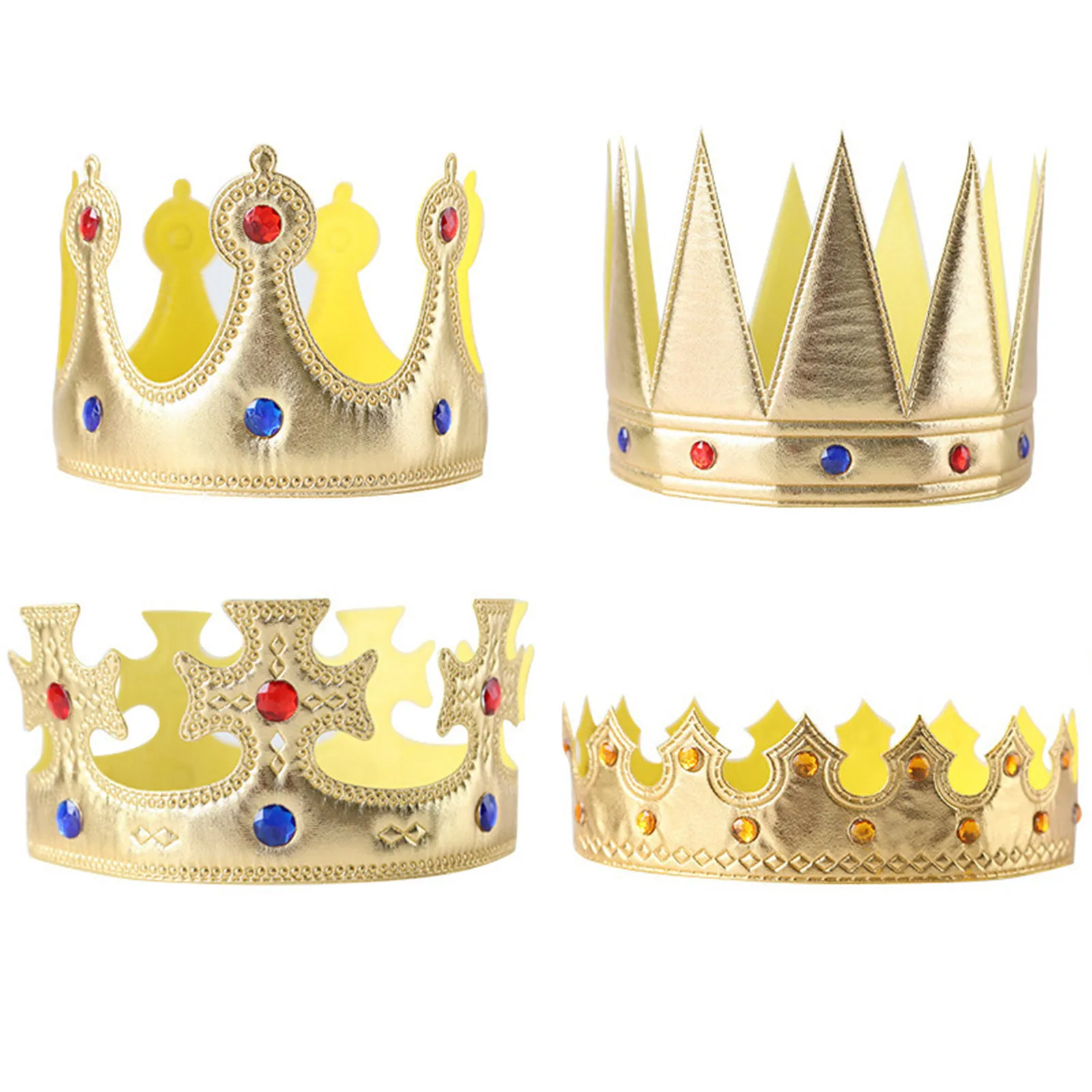 

Golden Soft Cloth Crown Hat Headwear King Crown Halloween Children's Birthday Party Decoration Props Adjustable Hat Set