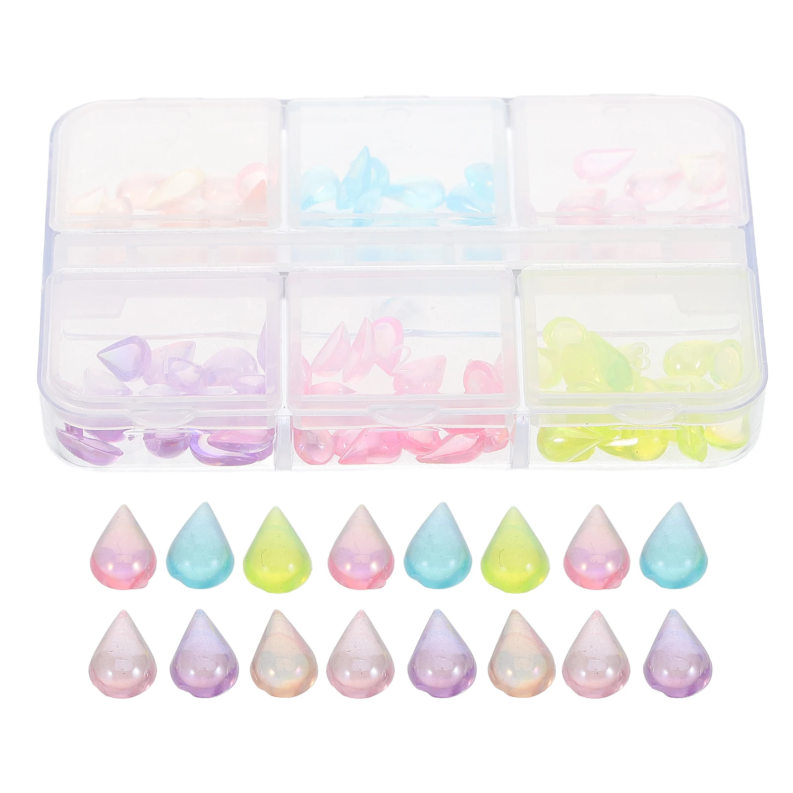 

Colorful Teardrop Resin Gems Nail Jewels Longlasting Cute Charms Rhinestones Portable Box Storage Enhancement Personal Charm