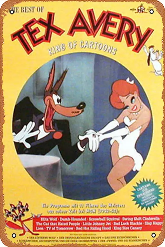 Tex Avery, the King of cartoons movie Poster Retro Metal Tin Sign Vintage Sign for Home Coffee Wall Decor 8x12inch