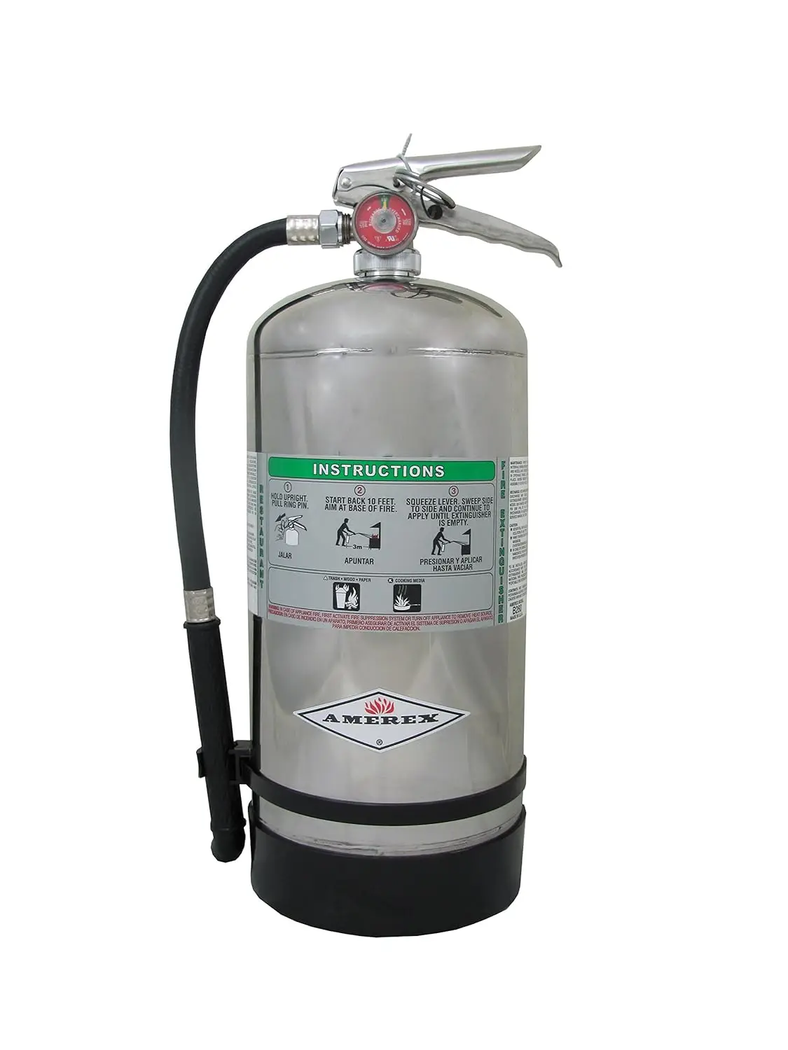 

6 Liter Wet Chemical Fire Extinguisher for Kitchen, Class K, Stainless Steel Valve, Wall Hanger