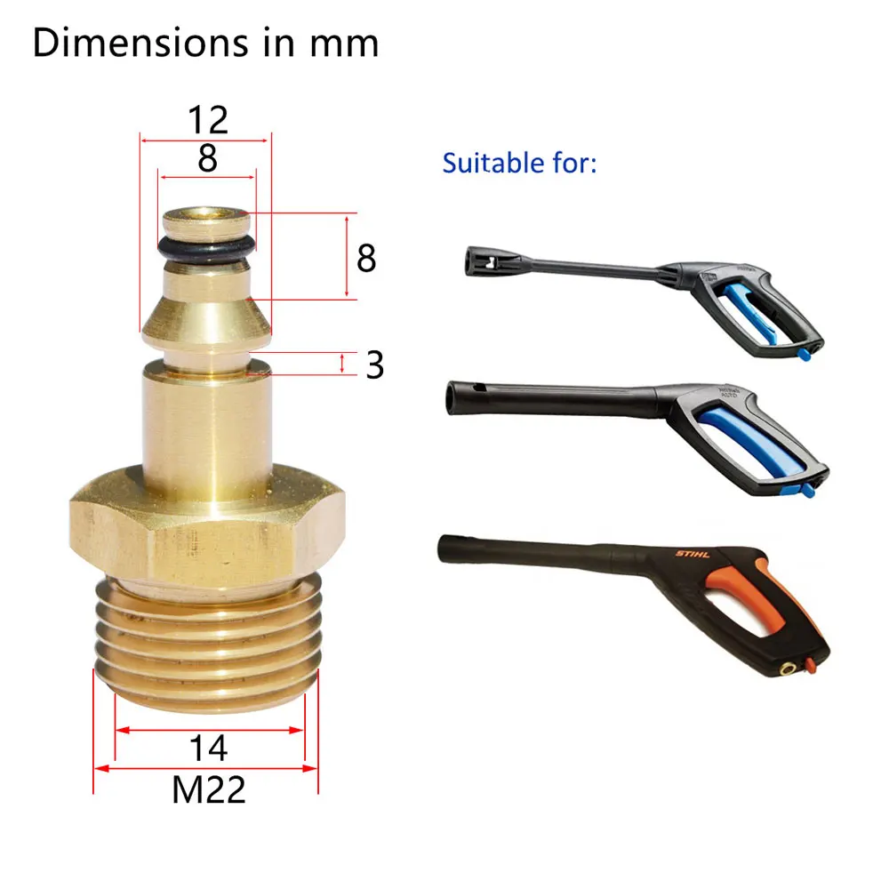 High Pressure Car Washer Hose Connector Converter M22 Thread Fitting for Nilfisk Stihl Gerni Husqvarna Pressure Washer