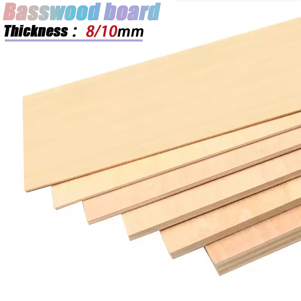 Tablero artesanal de tilo de 8mm y 10mm de espesor, tablero de madera de capa, bricolaje, mesa de arena artesanal, materiales de modelo de construcción, accesorios