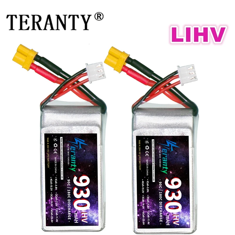 TERANTY 2S 7.6V 930mah 90C HV Lipo Battery Lihv Battery For FPV RC Drones With XT30 XT60 JST DEANS T Connector for Boat Car Toy